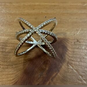 Jacmel Jewelry: JCM  925 sterling silver triple Criss cross  cubic zirconia ring